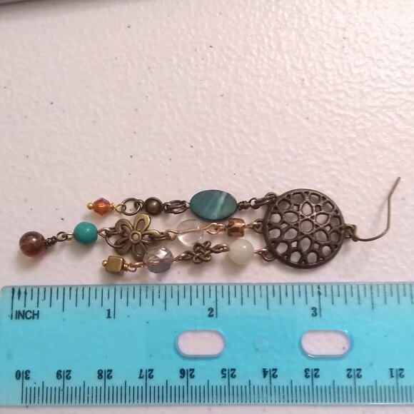 Handmade!!! Extra Long Chandelier Earrings! Loaded w. Beads Crystals Connectors - Picture 11 of 12